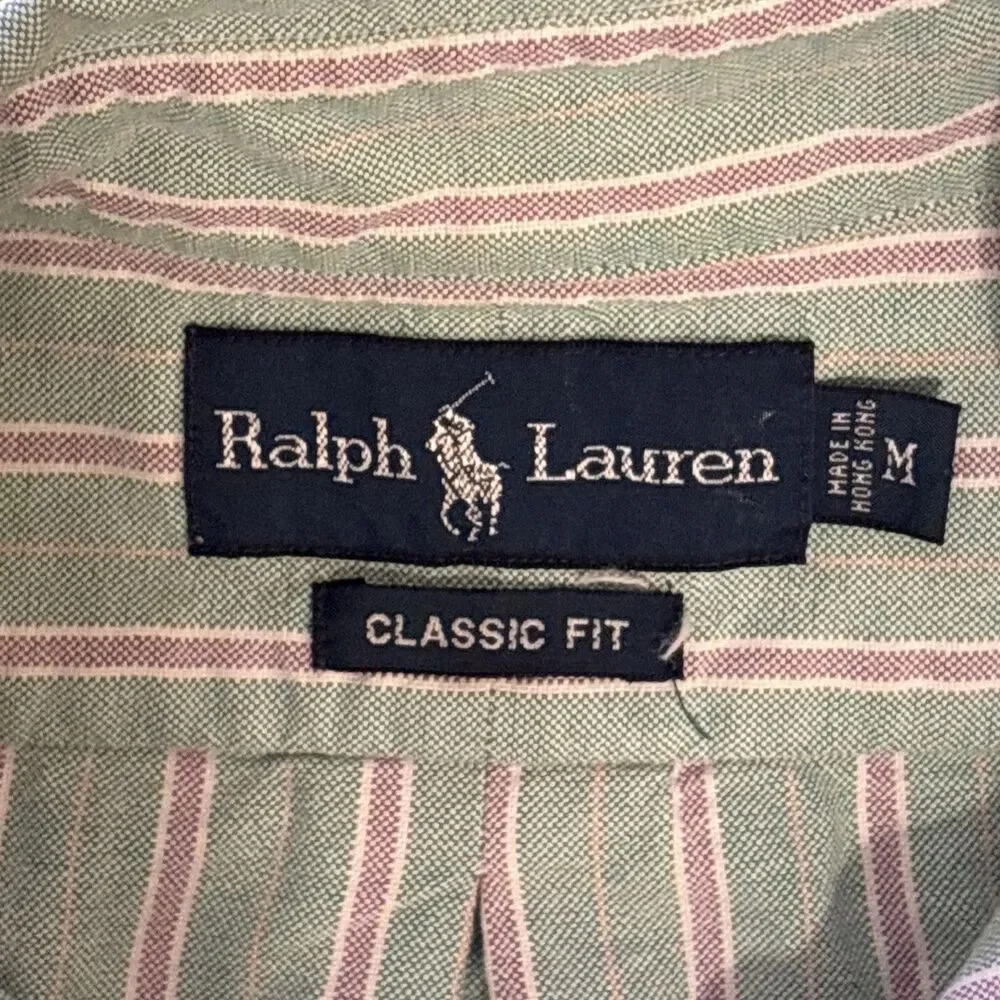 Vtg 90s Polo Ralph Lauren Shirt Mens M Classic Fit HK Multi Pony Medium